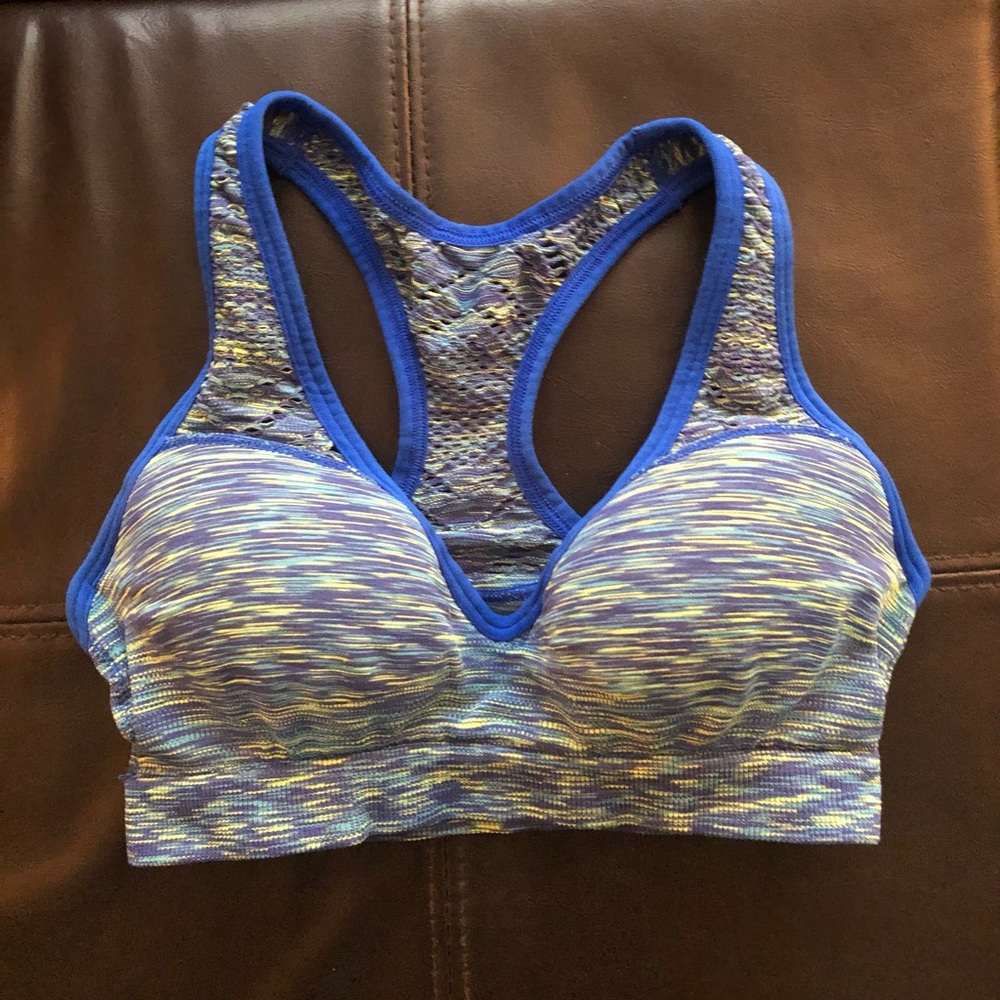 PINK Victoria’s Secret blue/green padded sports bra. Size XS (AA-B).
